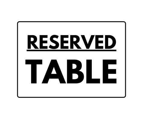 Reserved Table Sign Template