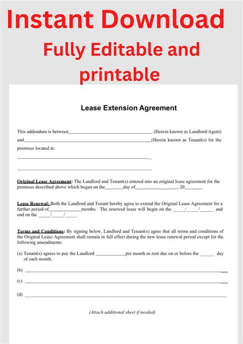Residential Lease Extension Template