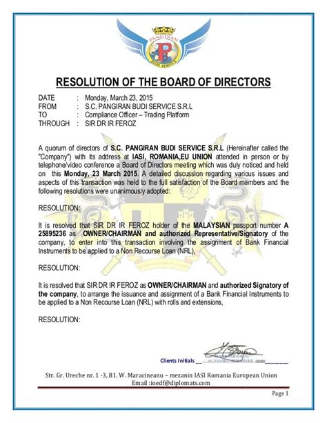 Resolution Of The Board Directors 3 Reader
