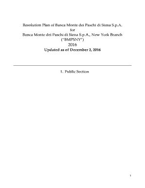 Resolution Plan Of Monte Dei Paschi Di Siena Foundation Doc