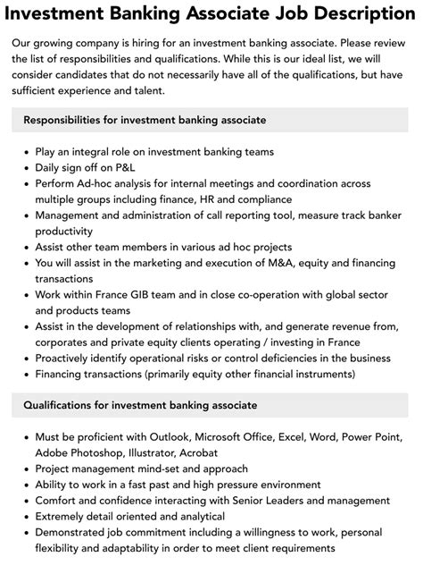 Responsibilities of an Investment Banking Associate