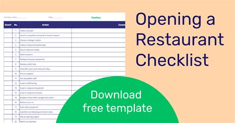 Restaurant Opening Timeline Template