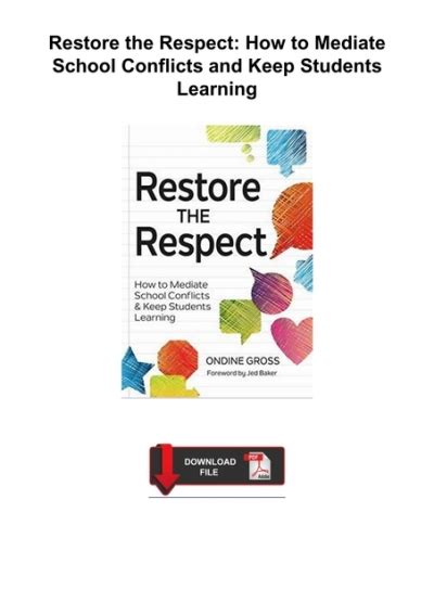 Restore the Respect How to Mediate School Conflicts and Keep Students Learning Epub