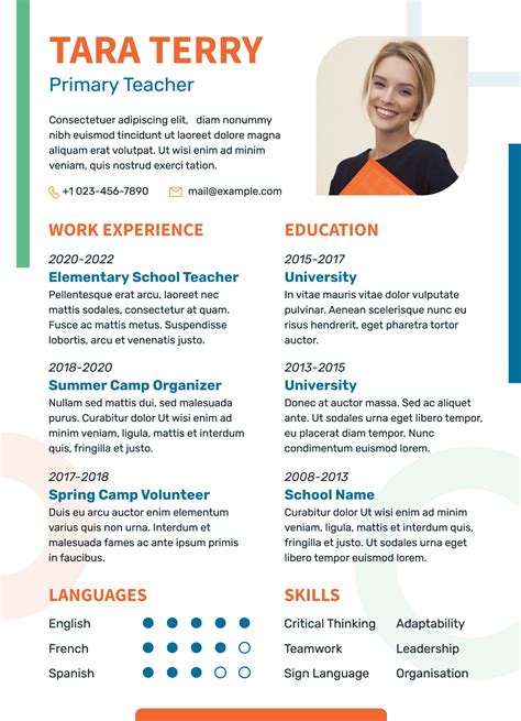 Resume Template For A Teacher