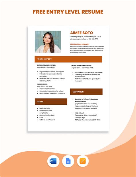 Resume Template For Entry Level Position