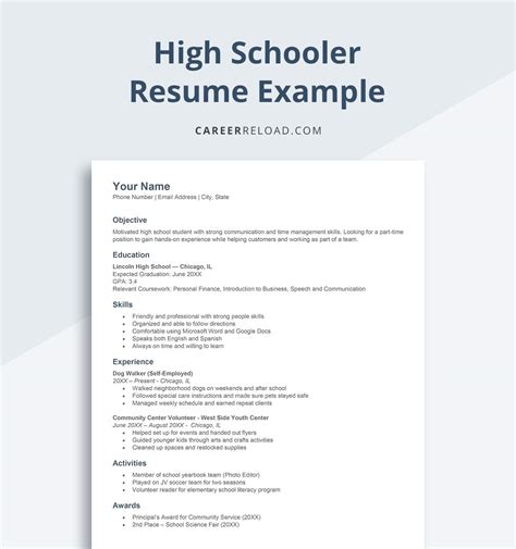 Resume Template For High Schooler