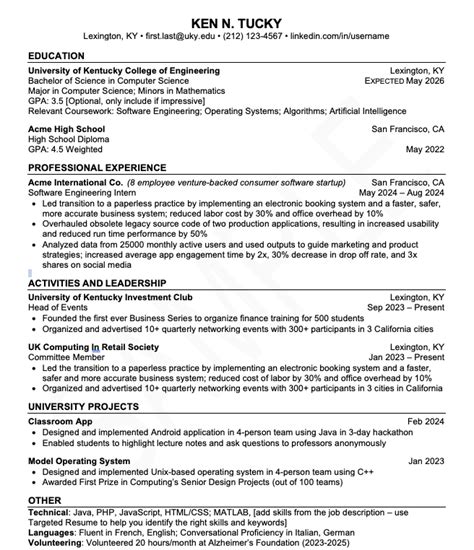 Resume Template For Little Work Experience