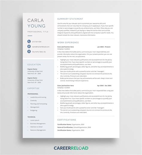 Resume Template For Pages
