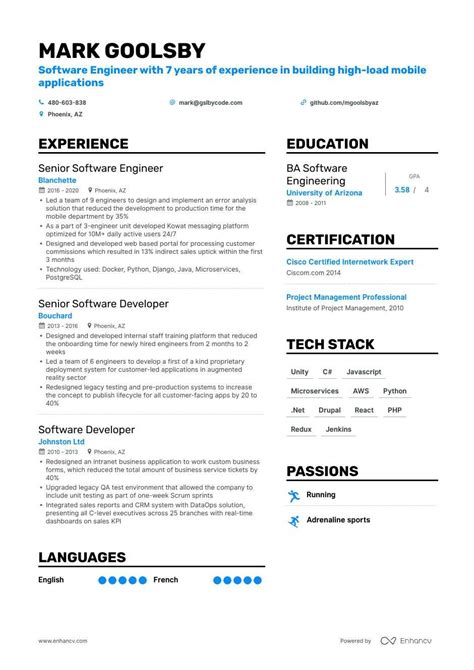 Resume Template For Tech Jobs