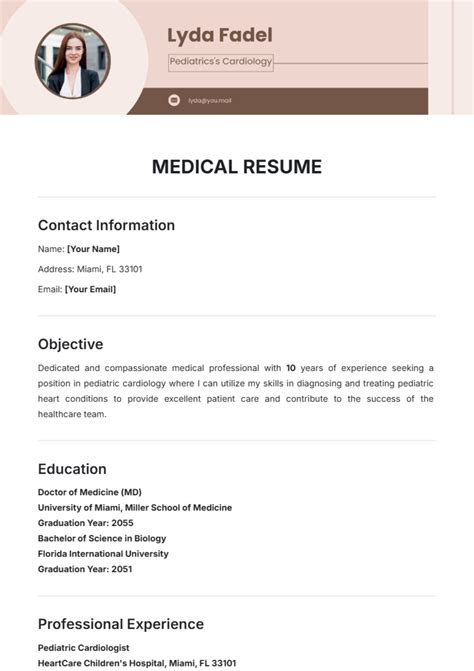Resume Template Medical