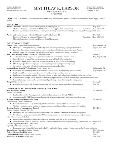 Resume Template Purdue