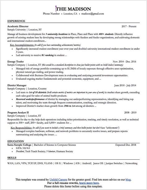 Resume Template Uw Madison