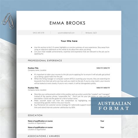 Resume Template Word Australia