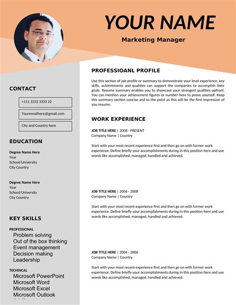 Resume Template Word Format Free Download