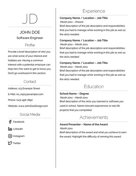 Resume Templates For Libreoffice