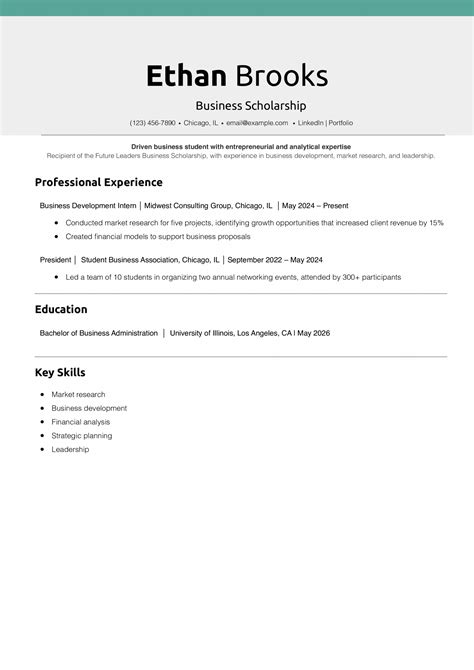 Resume Templates For Scholarships