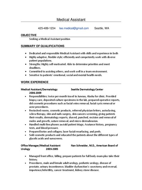 Resume Templates Medical Assistant