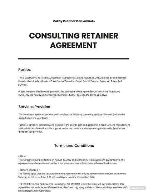 Retainer Agreement Template For Consulting Services