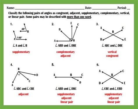 Reteach Pairs Of Angles Answer Key PDF