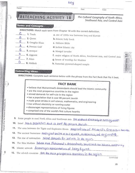 Reteaching Activities Answer Key Geography 23 Doc