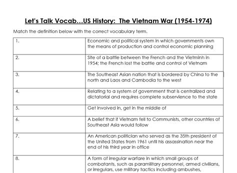 Reteaching Activity 25 The Vietnam War 1954 1975 Answer Key Epub