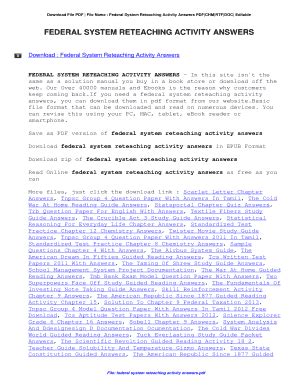 Reteaching Activity Answers The Federal System PDF