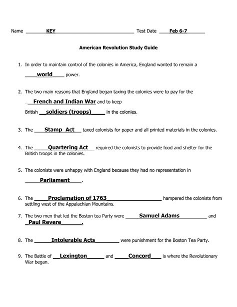 Reteaching Activity The American Revolution Answer Key Doc