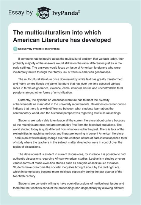 Rethinking Multiculturalism Critical Essays on American Literature Doc