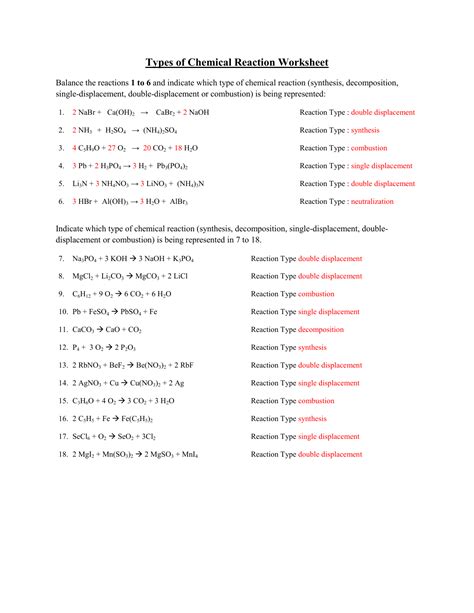 Review Activity Categories Of Chemical Reactions Answers Kindle Editon