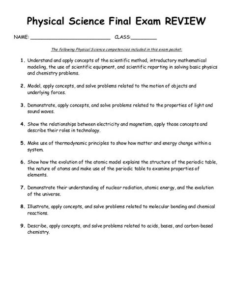 Review Answers Physical Science Final Reader