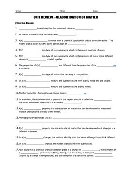 Review Classification Of Matter Answers Reader