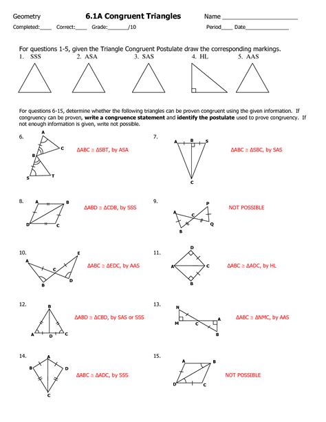 Review For Mastery Geometry Answers Triangle Congruence Doc