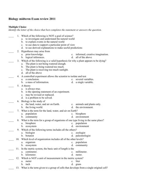 Review Modern Biology Multiple Choice Answers Doc