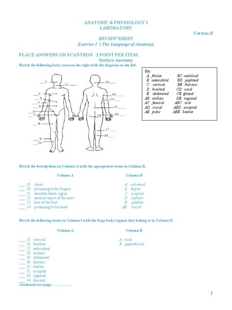 Review Sheet Exercise 1 The Language Of Anatomy Answers Doc