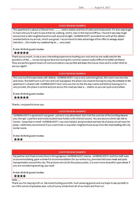 Review Template Airbnb