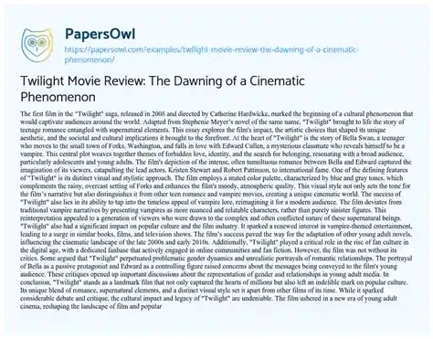 Reviews on Twilight: A Comprehensive Analysis of the Phenomenon