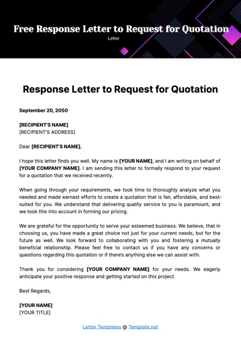 Rfq Response Template