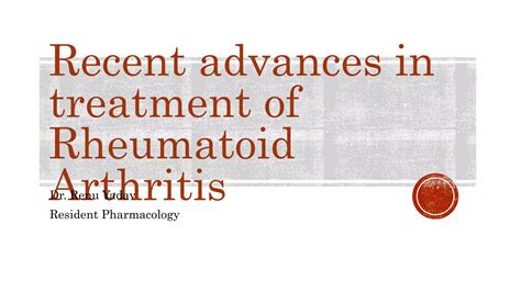 Rheumatoid Arthritis Recent Research Advances Reader