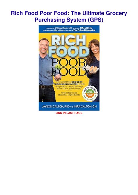 Rich Food Poor Food The Ultimate Grocery Purchasing System GPS Kindle Editon