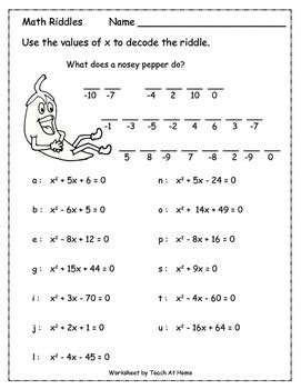 Riddled With Factoring Math Work Answers Doc