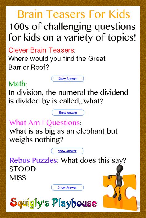 Riddles and Trick Questions For Kids and Family Riddles For Kids Short Brain Teasers Family Fun
