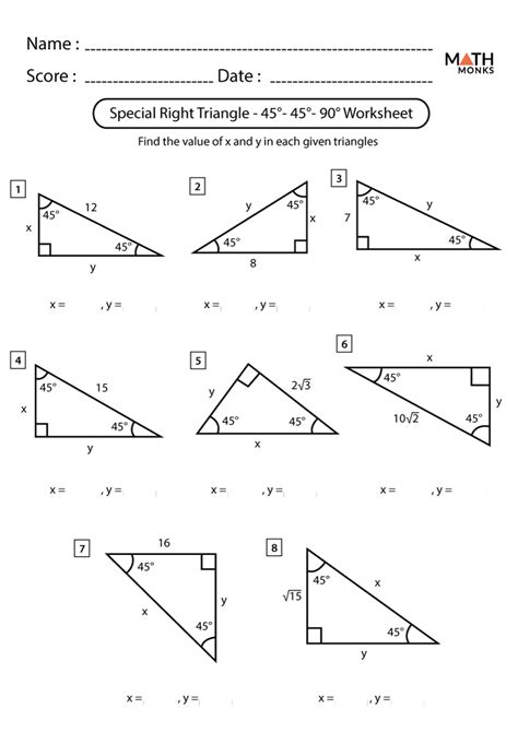 Right Triangles Answer Sheet Of 7 Doc