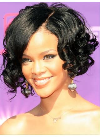 Rihanna Glowing and Flattering Short Twisty Curly Lace Human Hair Wig