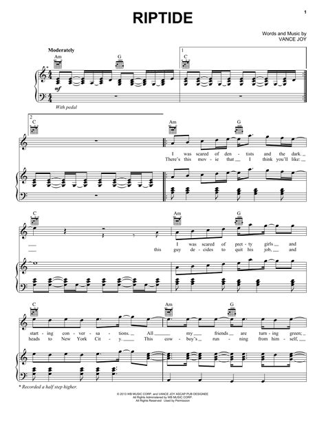 Riptide Vance Joy Sheet Music Ebook PDF