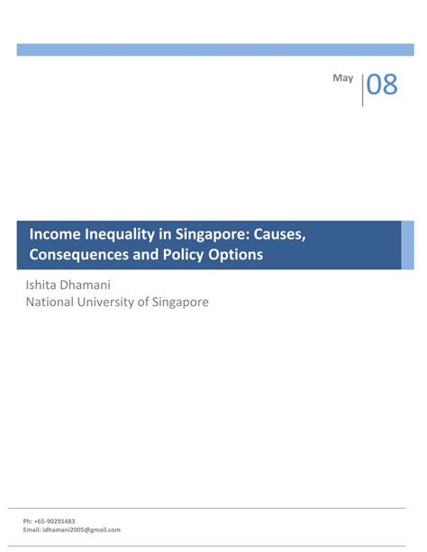 Rising Inequality in Singapore: Causes, Consequences, and Strategies