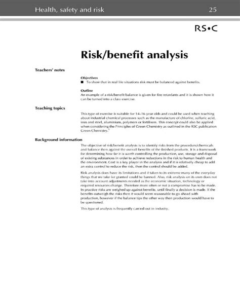 Risk Benefit Analysis Template