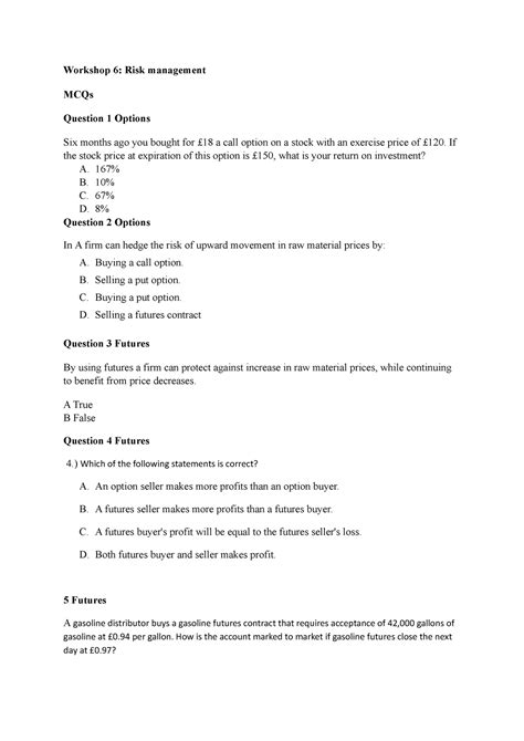 Risk Mcqs With Answer Epub