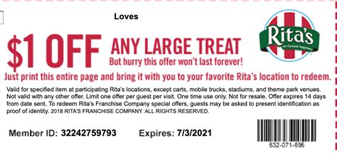 Ritas Water Ice Coupons Printable