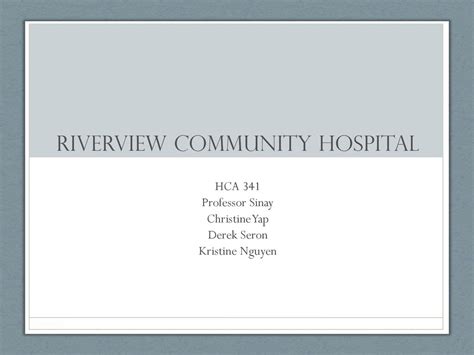 Riverview Community Hospital Solution Kindle Editon