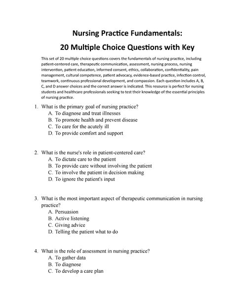 Rn Fundamentals Practice 2010 B Answers Doc